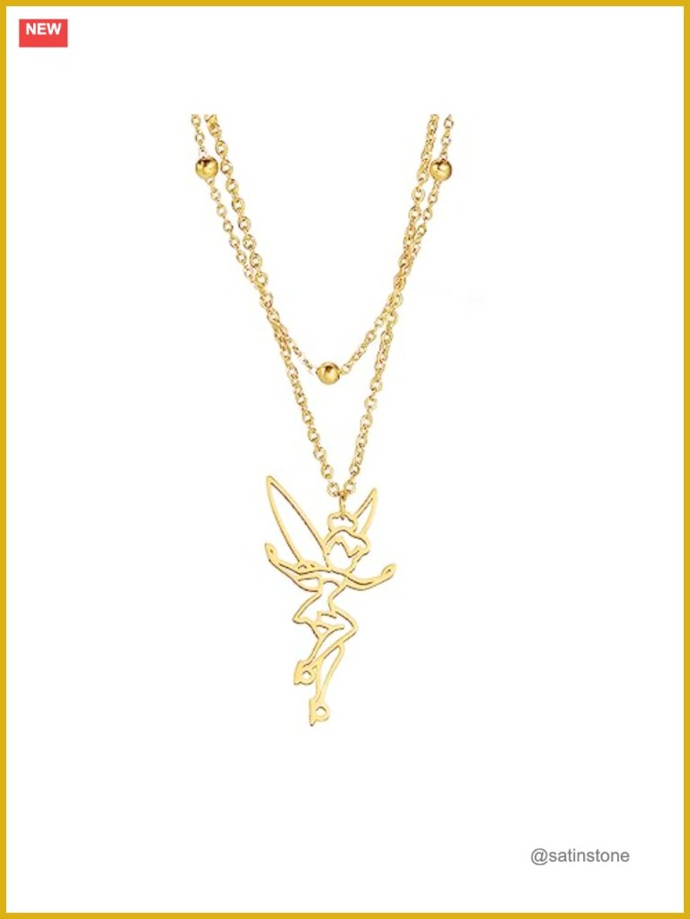 UNIFT Fairy Pixie Tinkerbell Silhouette Necklace Stainless Steel Pendant